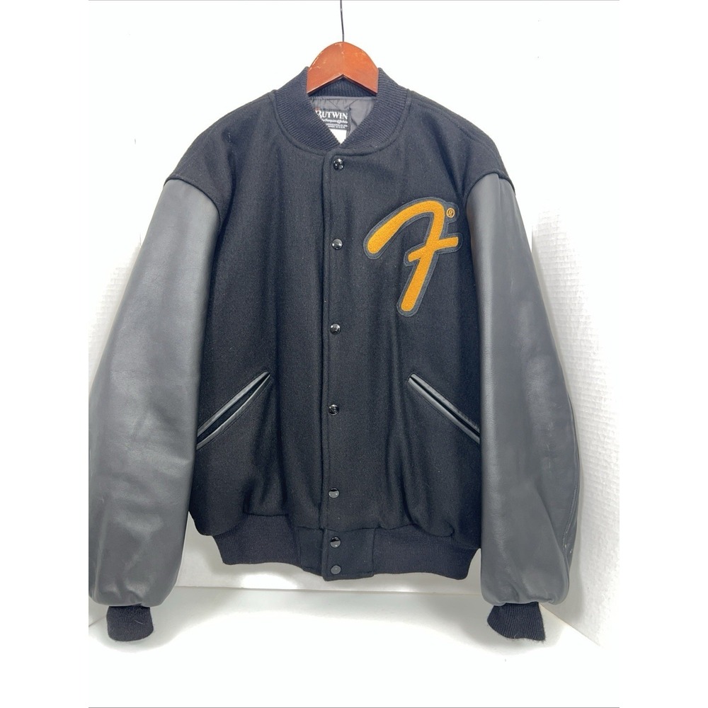 Rare VTG USA MADE Butwin Fender Guitar Varsity Jacket large excellent Condition
